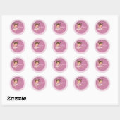 Schattige Roze Ballerina 1 Aangepaste Naam Ronde S Ronde Sticker (Vel)