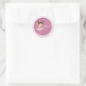 Schattige Roze Ballerina 1 Aangepaste Naam Ronde S Ronde Sticker (Tas)