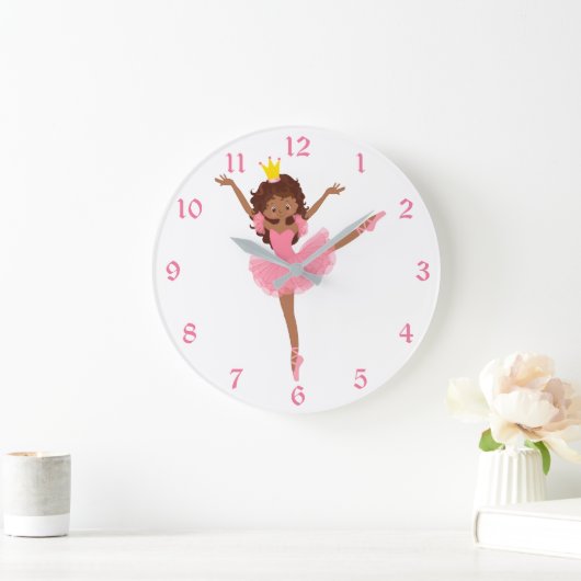 Schattige roze ballerina kinderen grote klok (Huis)