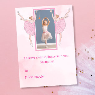 Schattige Roze Ballerina Kinderklas Valentijnsdag Feestdagenkaart