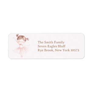 Schattige roze ballerina retouradres etiket