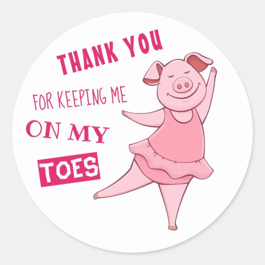Schattige Roze Ballet Dancing Pig Ronde Sticker (Voorkant)