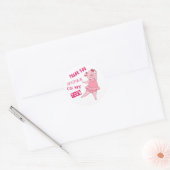 Schattige Roze Ballet Dancing Pig Ronde Sticker (Envelop)