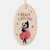 Schattige Roze Ballet Dansen Panda Beary Kerstmis Keramisch Ornament (Rechts)