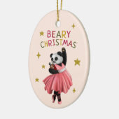 Schattige Roze Ballet Dansen Panda Beary Kerstmis Keramisch Ornament (Links)