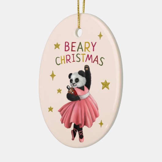 Schattige Roze Ballet Dansen Panda Beary Kerstmis Keramisch Ornament (Links)