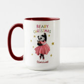Schattige Roze Ballet Dansen Panda Beary Kerstmis Mok (Links)
