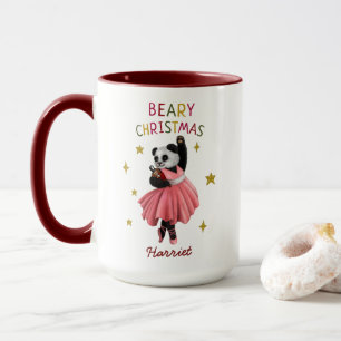Schattige Roze Ballet Dansen Panda Beary Kerstmis Mok