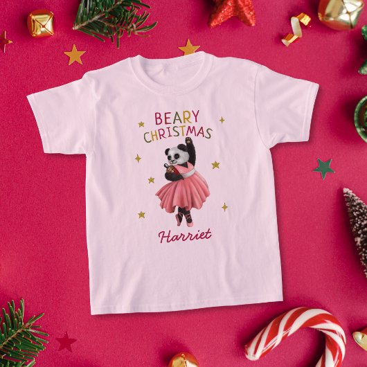 Schattige Roze Ballet Dansen Panda Kerstmis T-shirt