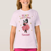 Schattige Roze Ballet Dansen Panda Kerstmis T-shirt (Voorkant)