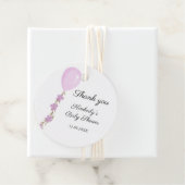 Schattige roze ballon Baby shower Bedankjes Labels (In situ)