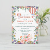 Schattige roze Ballon waterverf floral baby shower Kaart (Staand voorkant)