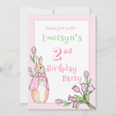 Schattige roze Beatrix Potter 2e verjaardagsfeestj Kaart (Voorkant)