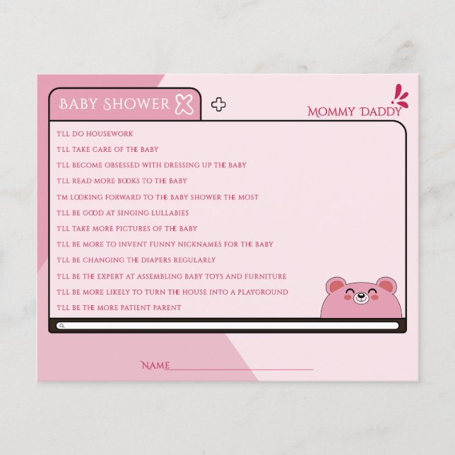 Schattige Roze Beer Baby Computer Scherm Raad Wie (Voorkant)