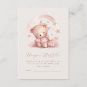 Schattige Roze Beer Baby shower Luier Raffle Informatiekaartje (Voorkant)