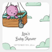 Schattige Roze Beer Cub Baby shower Vierkante Sticker (Voorkant)
