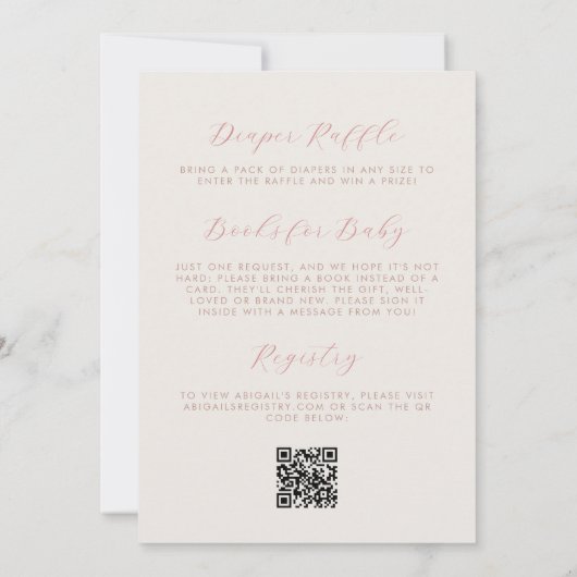 Schattige Roze Beer QR Code Meisje Baby shower Kaart (Achterkant)