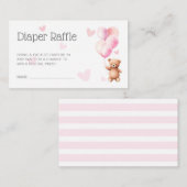 Schattige Roze Beren Baby showers luier Raffle Enc Informatiekaartje (Voorkant / Achterkant)