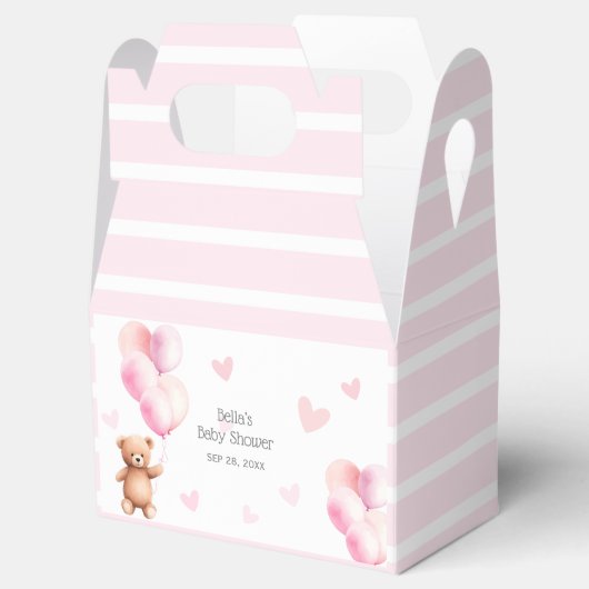 Schattige roze Beren ballon Baby shower Bedankdoosjes (Geopend)