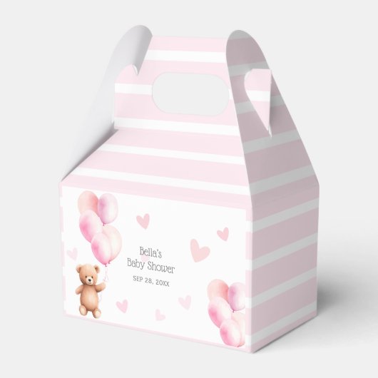 Schattige roze Beren ballon Baby shower Bedankdoosjes (Voorkant Zijde)