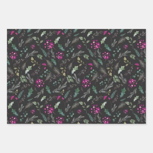 Schattige roze bessen cadeau inpakpapier vel (Voorkant 2)