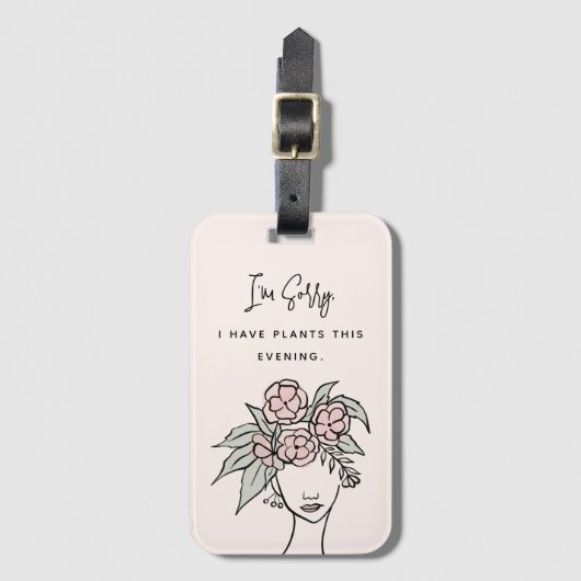 Schattige Roze Bezig met Mijn Planten Bloemenportr Bagagelabel (Voorkant (verticaal))