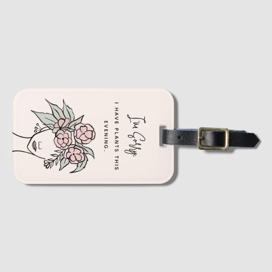 Schattige Roze Bezig met Mijn Planten Bloemenportr Bagagelabel (Voorkant (horizontaal))