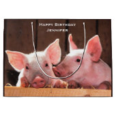 Schattige Roze Biggen Dierenfoto Verjaardag Groot Cadeauzakje (Voorkant)