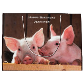 Schattige Roze Biggen Dierenfoto Verjaardag Groot Cadeauzakje (Achterkant)