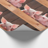 Schattige Roze Biggen Dierenfotopatroon Cadeaupapier (Hoek)