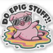 Schattige Roze Biggetjes Worden Epig Sticker (Voorkant)