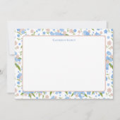 Schattige Roze & Blauw Bloemen Gepersonaliseerd Br Bedankkaart (Voorkant)