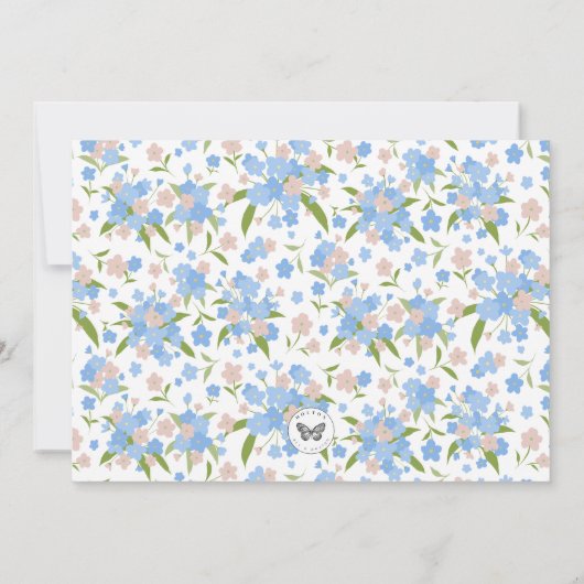 Schattige Roze & Blauw Bloemen Gepersonaliseerd Br Bedankkaart (Achterkant)