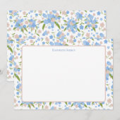 Schattige Roze & Blauw Bloemen Gepersonaliseerd Br Bedankkaart (Voorkant / Achterkant)