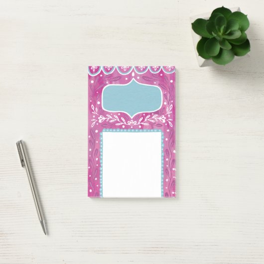 Schattige roze blauw bloemmotief. botanisch abstra post-it® notes (Kantoor)