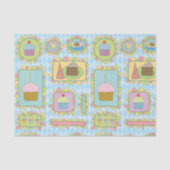 Schattige Roze Blauw Cupcake Dessert Verjaardagsfe Tissuepapier (Voorkant)