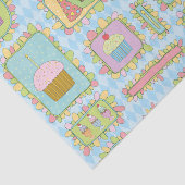 Schattige Roze Blauw Cupcake Dessert Verjaardagsfe Tissuepapier (Detail)