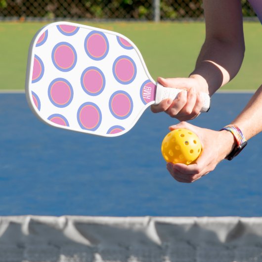 Schattige Roze Blauw en Sinaasappel Polka Dot Gepe Pickleball Paddle (Insitu)