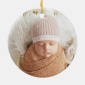 Schattige Roze Blauw Gepersonaliseerde Foto Eerste Keramisch Ornament (Achterkant)