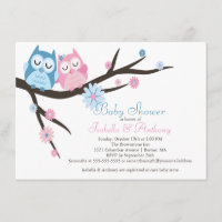 Schattige Roze & Blauw in Liefde Uil Paar Baby sho
