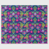 Schattige  roze blauw kerstversiering cadeaupapier (Vlak)