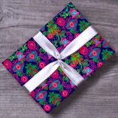 Schattige  roze blauw kerstversiering cadeaupapier