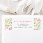 Schattige Roze & Blauw Meisje Bloemen Etiket (Insitu)