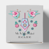 Schattige Roze Blauw Shabby Chic Birds en Vogelhui Bedankdoosjes (Bovenkant)