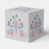 Schattige Roze Blauw Shabby Chic Birds en Vogelhui Bedankdoosjes (Achterkant)