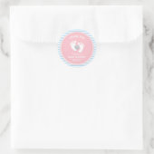 Schattige Roze Blauw Wit Baby shower Geslacht Reve Ronde Sticker (Tas)
