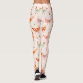 Schattige Roze Blauwe Kip Bloemen Leggings (Achterkant)