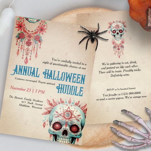  Schattige Roze Blauwe Suikerschedel Grappig Hallo Kaart