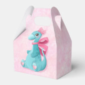 Schattige Roze Blauwgroen Dino 1st. verjaardagsfee Bedankdoosjes (Achterkant)