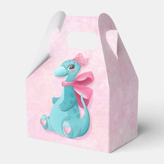 Schattige Roze Blauwgroen Dino 1st. verjaardagsfee Bedankdoosjes (Achterkant)